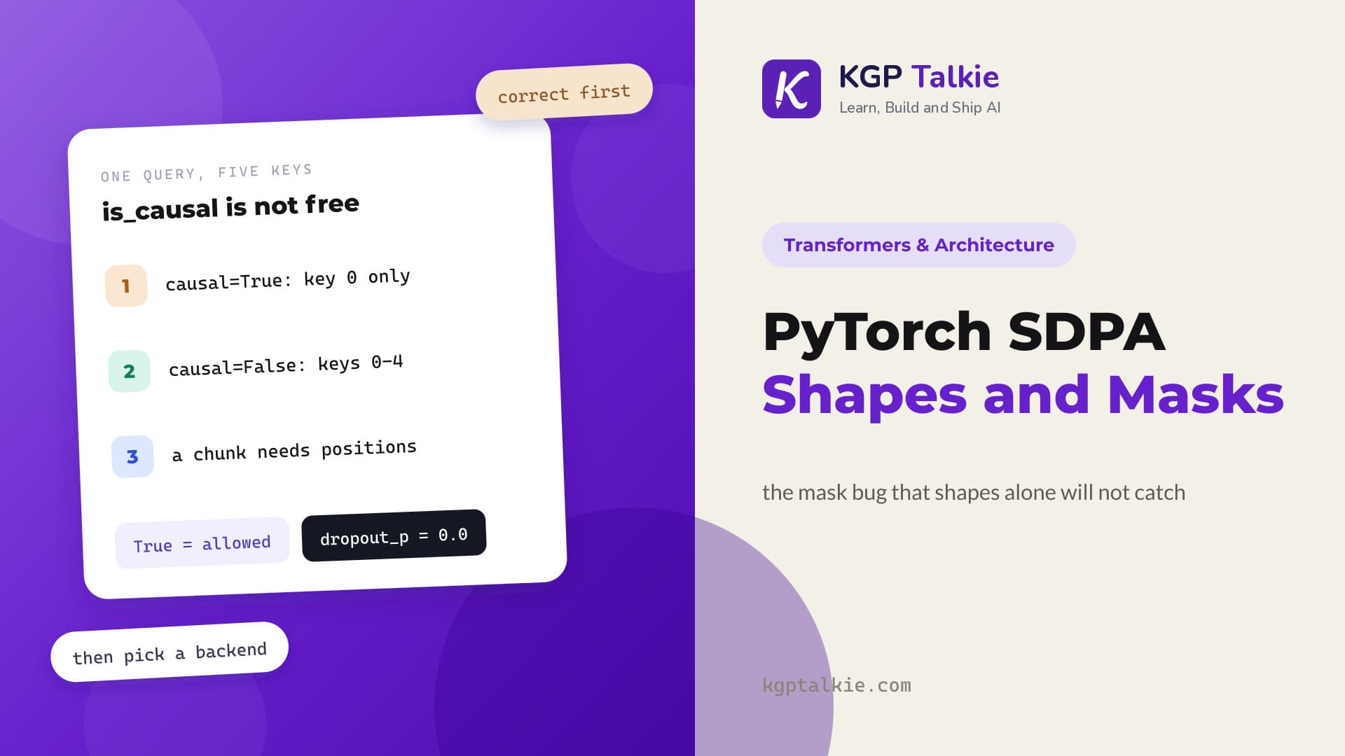 PyTorch SDPA: Shapes, Masks, and Cached Decoding