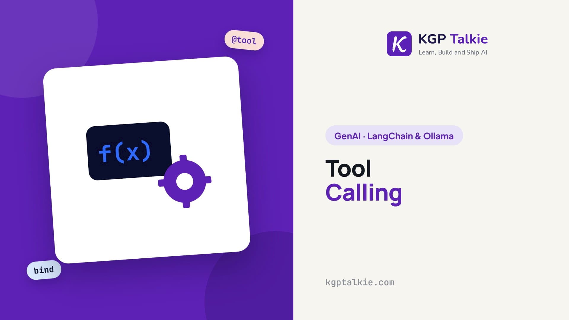 Tool Calling and Function Calling with LangChain - KGP Talkie