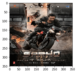 Saaho action movie poster with motorcycle stunt, correctly predicted as Drama, Action, and Adventure
