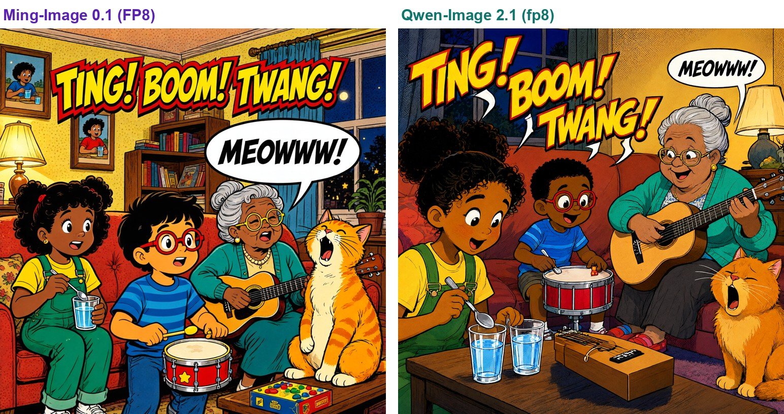 The family band panel, Ming-Image-0.1-Design on the left and Qwen-Image 2.1 on the right