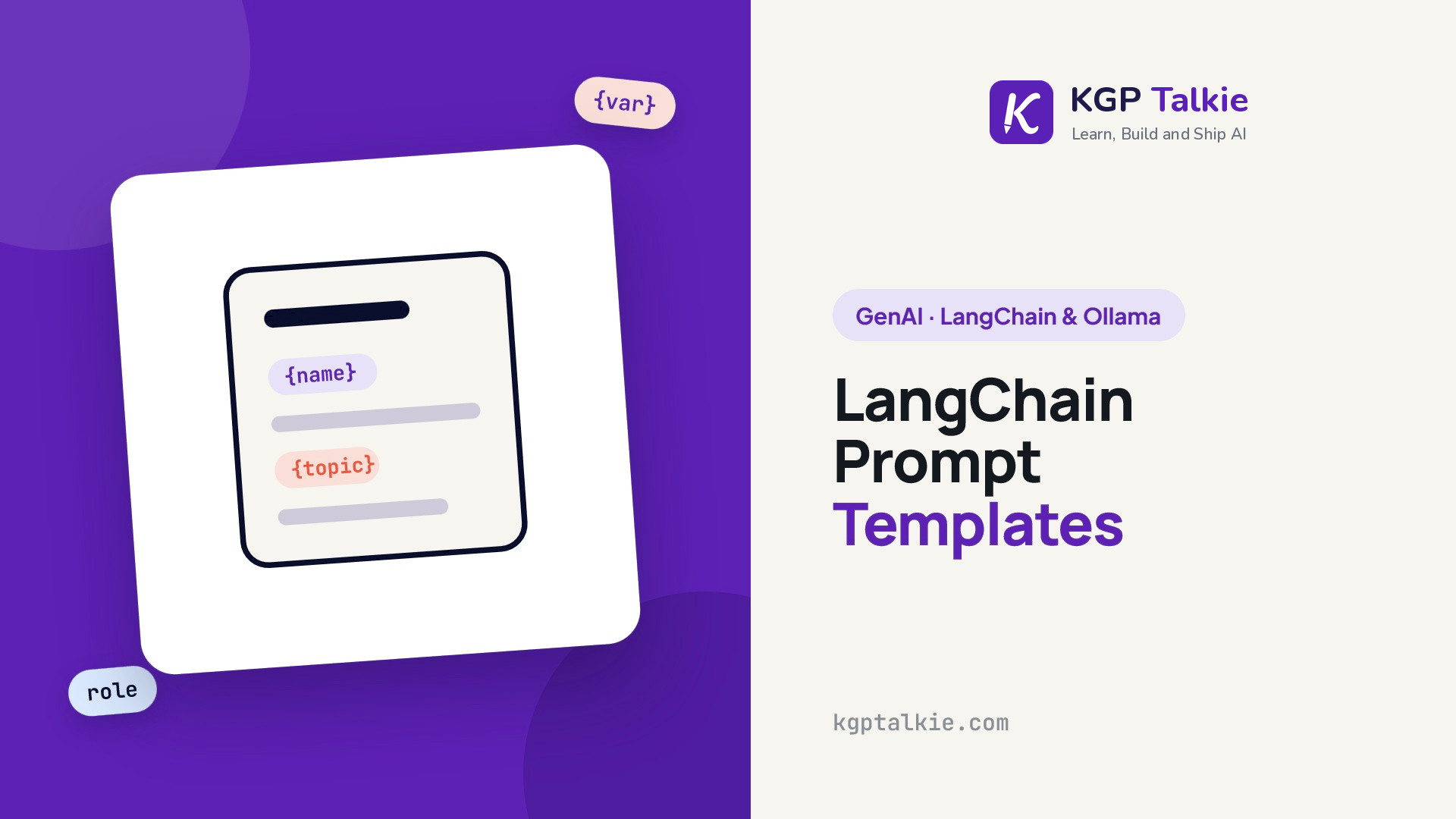 LangChain Prompt Templates - KGP Talkie