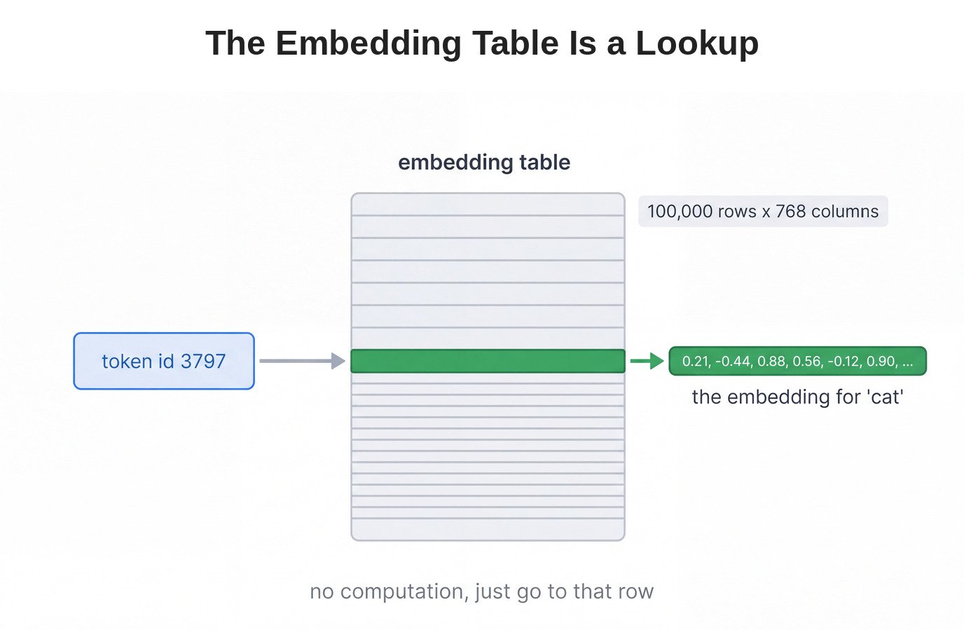 The Embedding Table Is a Lookup